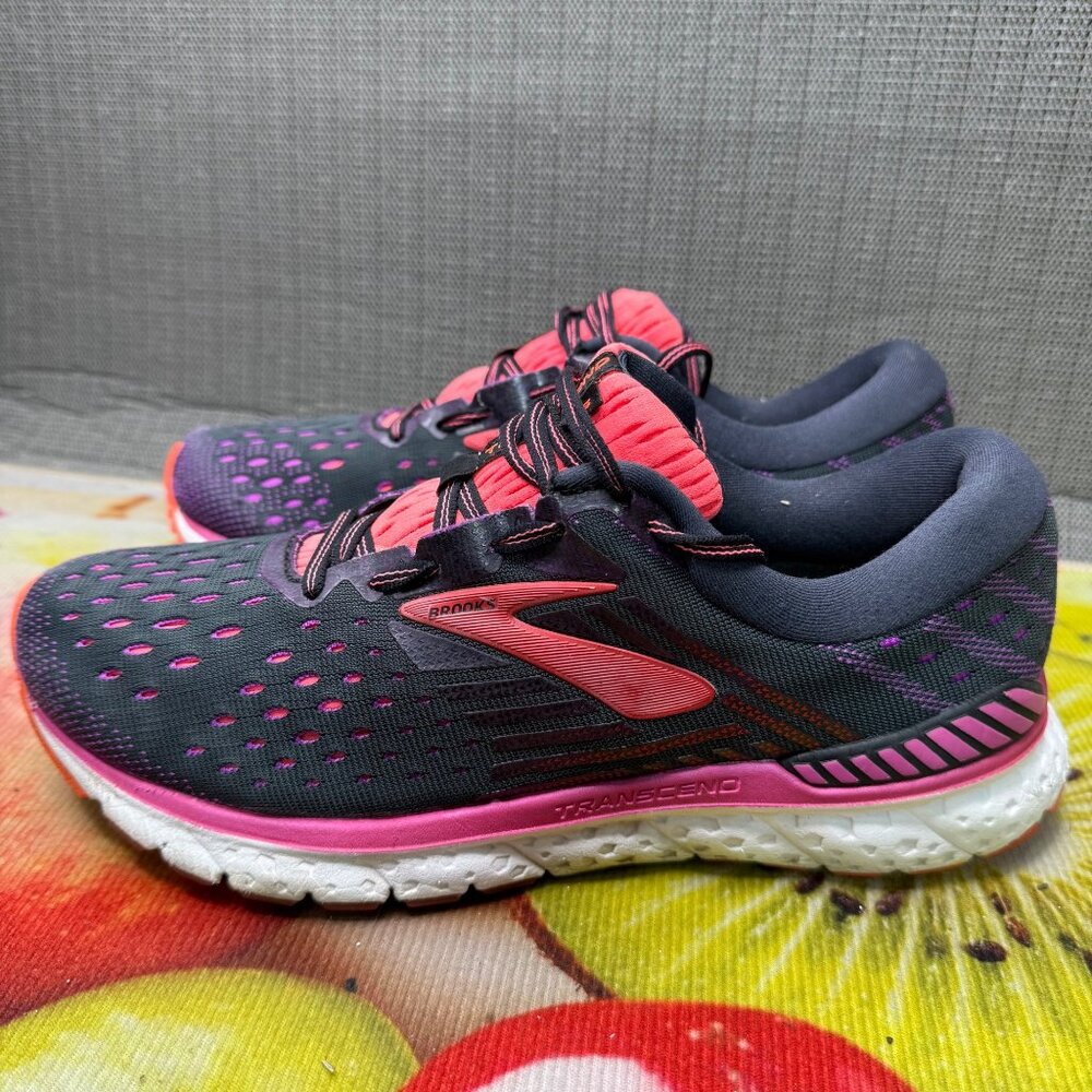 Brooks Transcend 6 Womens Running Shoes Gray/Pink Size 9.5 Cushion Support Comfo